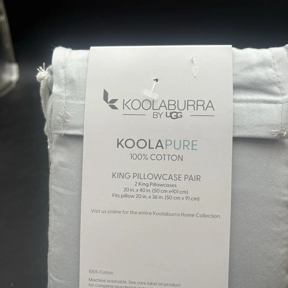 Koolaburra by UGG Koolapure Cotton Standard Pillowcase Pair (2) Light Gray Color